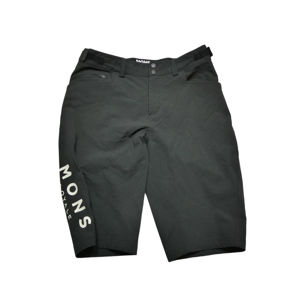 Mons Royale Pants Mens Medium Black Merino Wool Cycling Adjustable Stretch